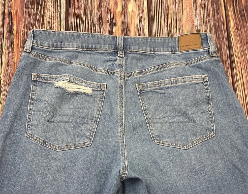 American Eagle Low-Rise Baggy Wide Leg Stretch Jeans Womens Size 14 Long